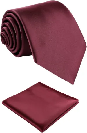 Mens Solid Satin Mens Tie With Hanky,Handmade Neckties For Men With Gift Box