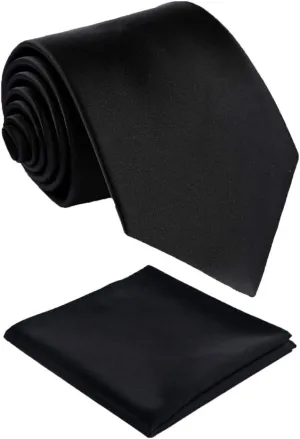 Mens Solid Satin Mens Tie With Hanky,Handmade Neckties For Men With Gift Box