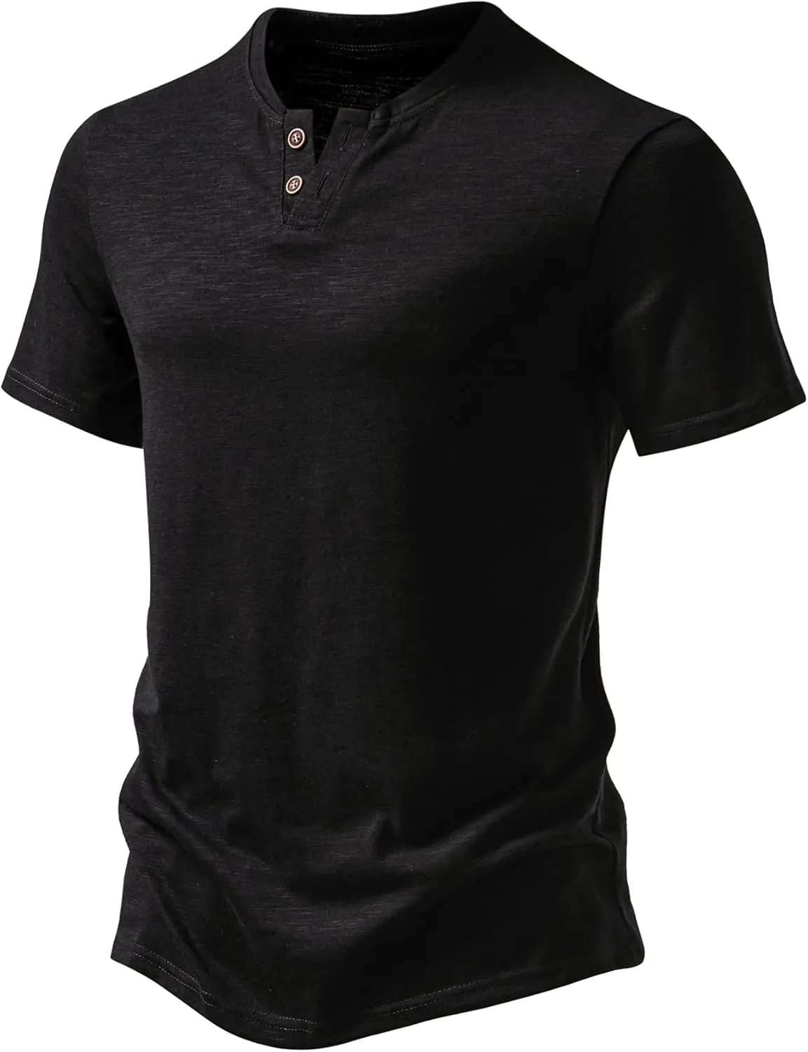 Men's Stretchy Short Sleeve Henley T-Shirt Casual Cotton 2 Buttons Notch Neck Tee Shirts