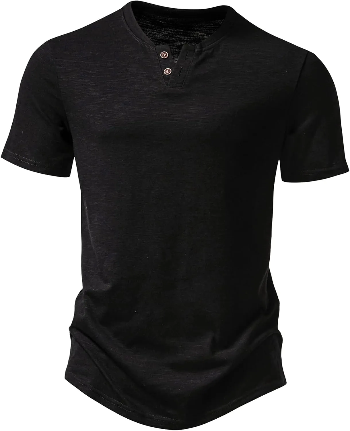 Men's Stretchy Short Sleeve Henley T-Shirt Casual Cotton 2 Buttons Notch Neck Tee Shirts