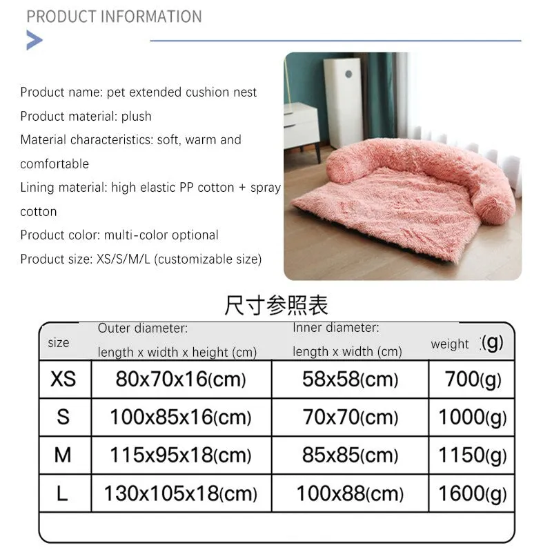 New Washable Plush Warm Pet Dog Bed Sofa Winter Removable Plush Soft