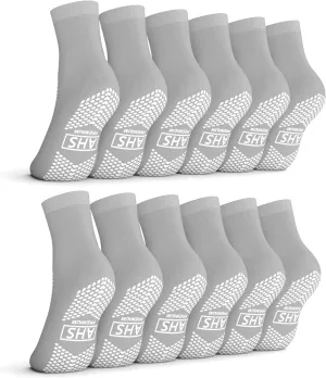 Non-Slip Grip Socks ?C 6 Pairs | Hospital Socks for Men & Women | Anti-Skid for Adults
