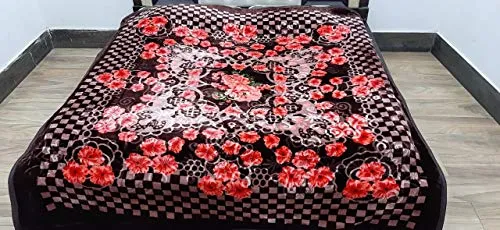 PEPONI Ply Floral Design Double Bed Reversible Mink Blanket (Multicolour, 6 Kg)