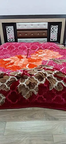 PEPONI Ply Floral Design Double Bed Reversible Mink Blanket (Multicolour, 6 Kg)