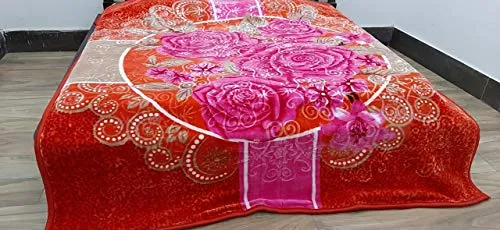 PEPONI Ply Floral Design Double Bed Reversible Mink Blanket (Multicolour, 6 Kg)