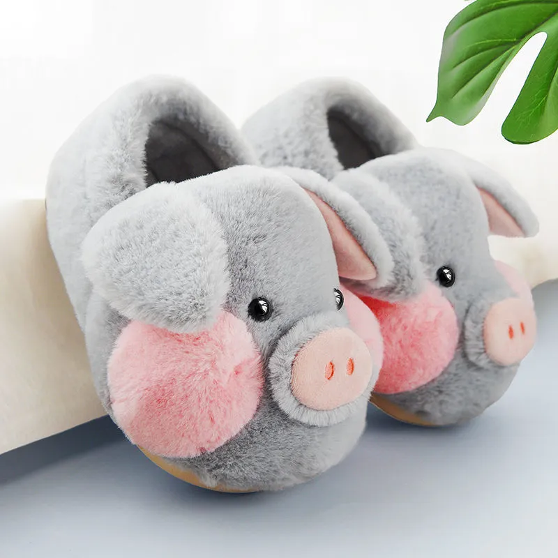 Plush Pig Slippers for Women