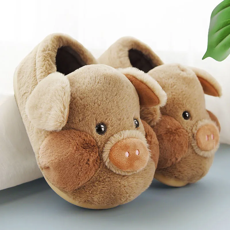 Plush Pig Slippers for Women
