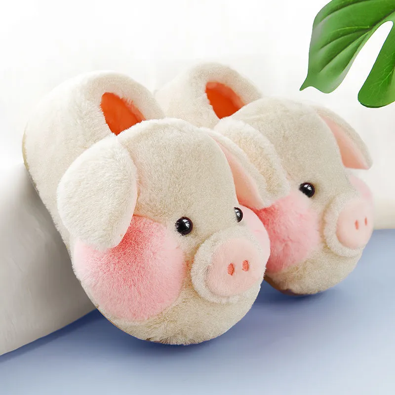 Plush Pig Slippers for Women