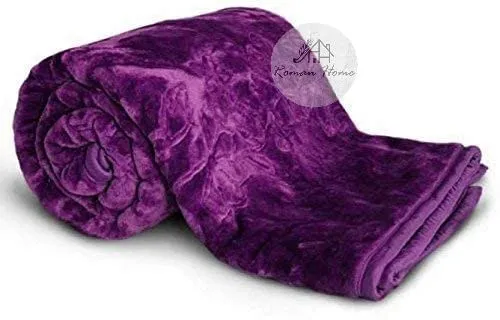 PREM HOUSE Velvet Floral Embossed Super Soft Heavy Single Bed Mink Blanket for Winter (Purple, Single Bed (60x85 Inch)