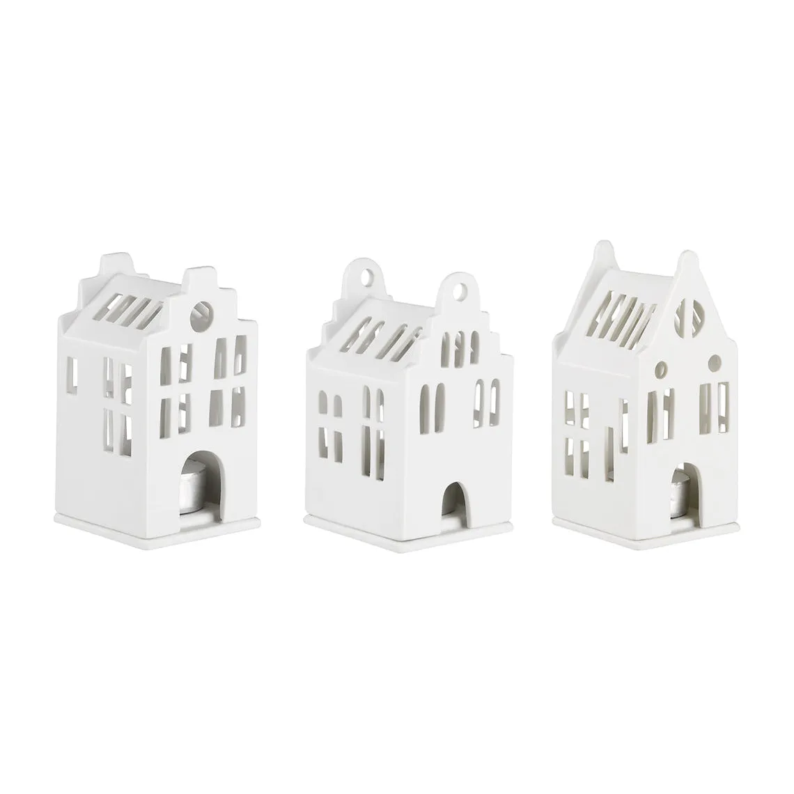 Rader Porcelain Village House Candle Holder Set