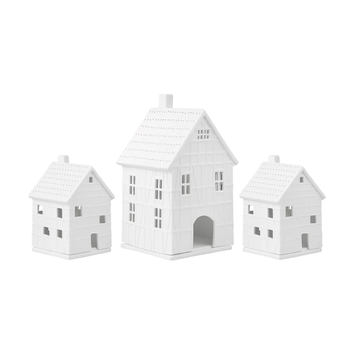 Rader Porcelain Village House Candle Holder Set