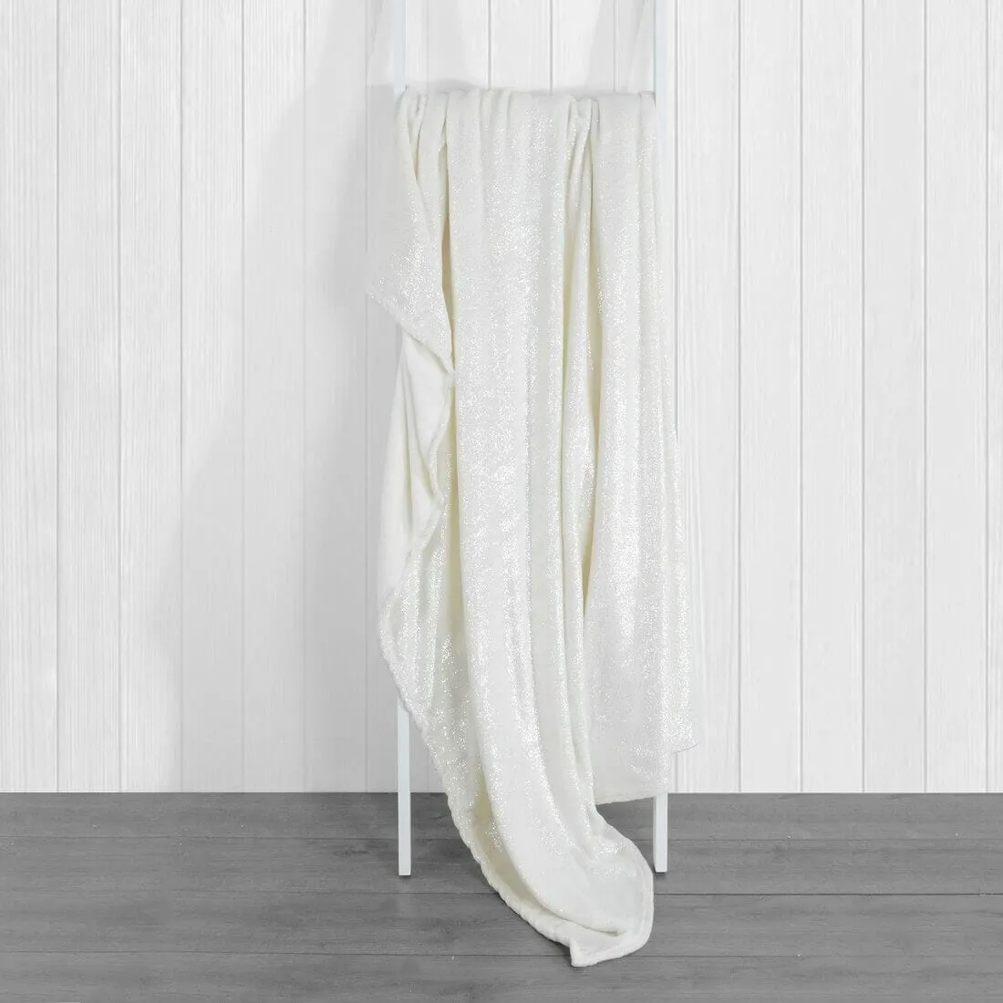 Silver Foil Sparkle Blanket Throw With Cosy Fleece Reverse