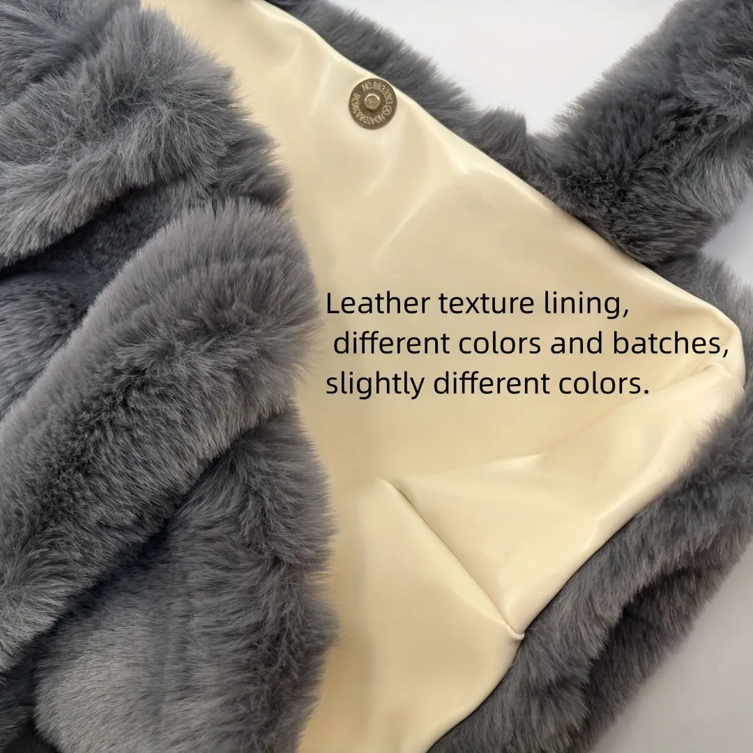 Soft Plush Fuzzy Trendy Winter Shoulder Tote Handbags