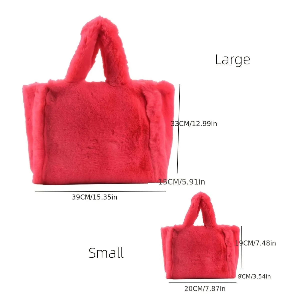 Soft Plush Fuzzy Trendy Winter Shoulder Tote Handbags