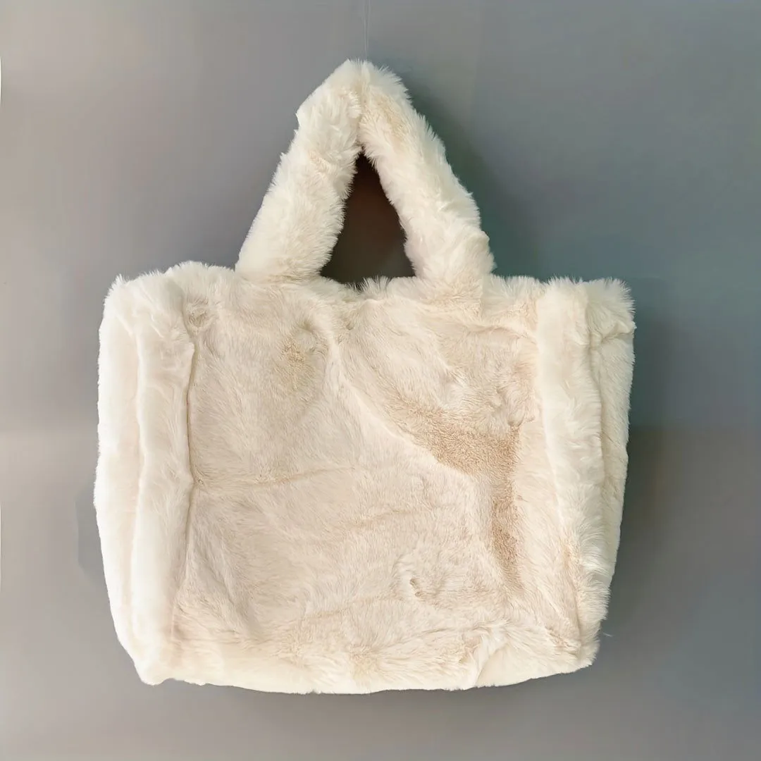 Soft Plush Fuzzy Trendy Winter Shoulder Tote Handbags