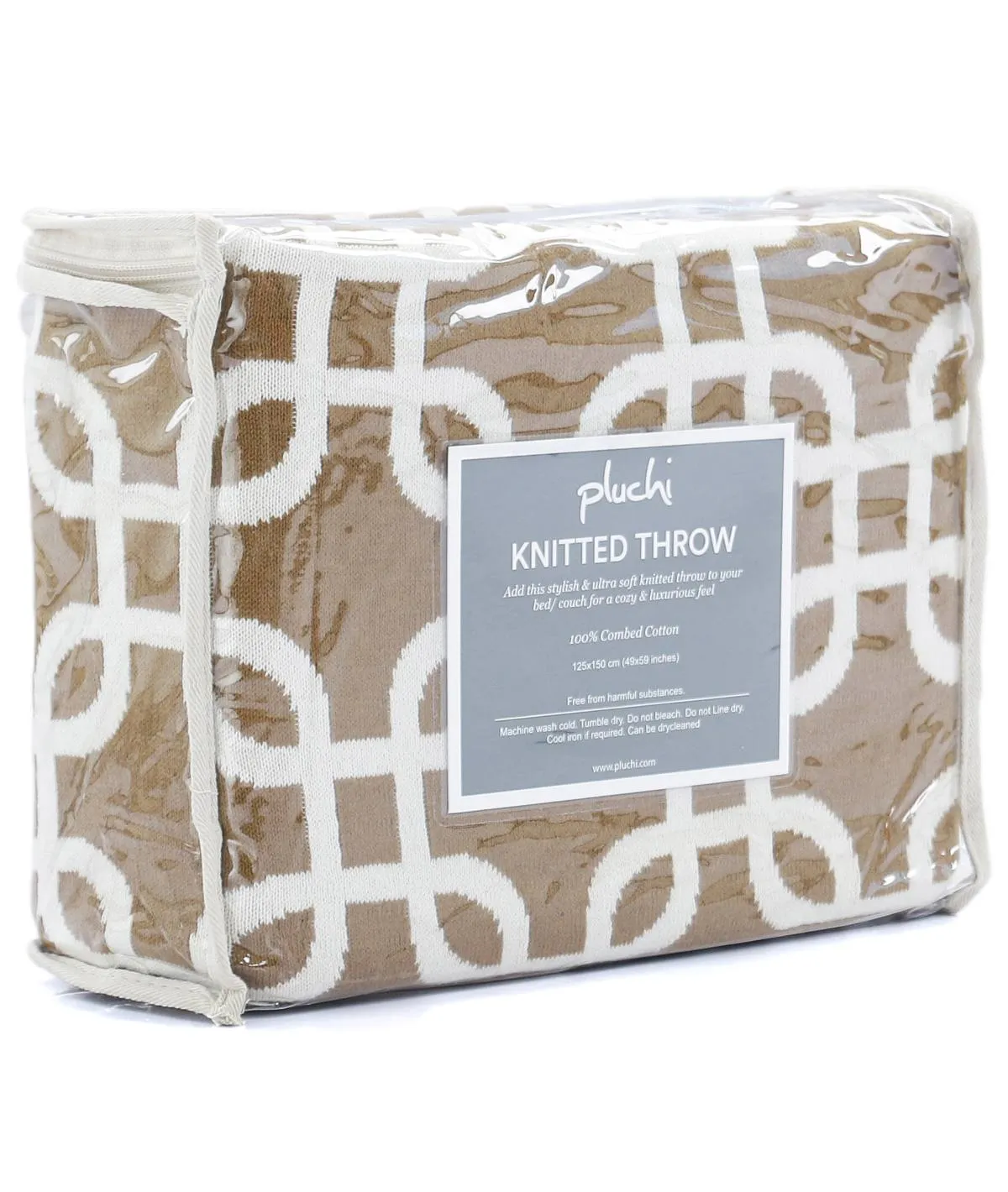 Stroke - Bronze & Natural 100% Cotton Knitted All Season AC Throw Blanket
