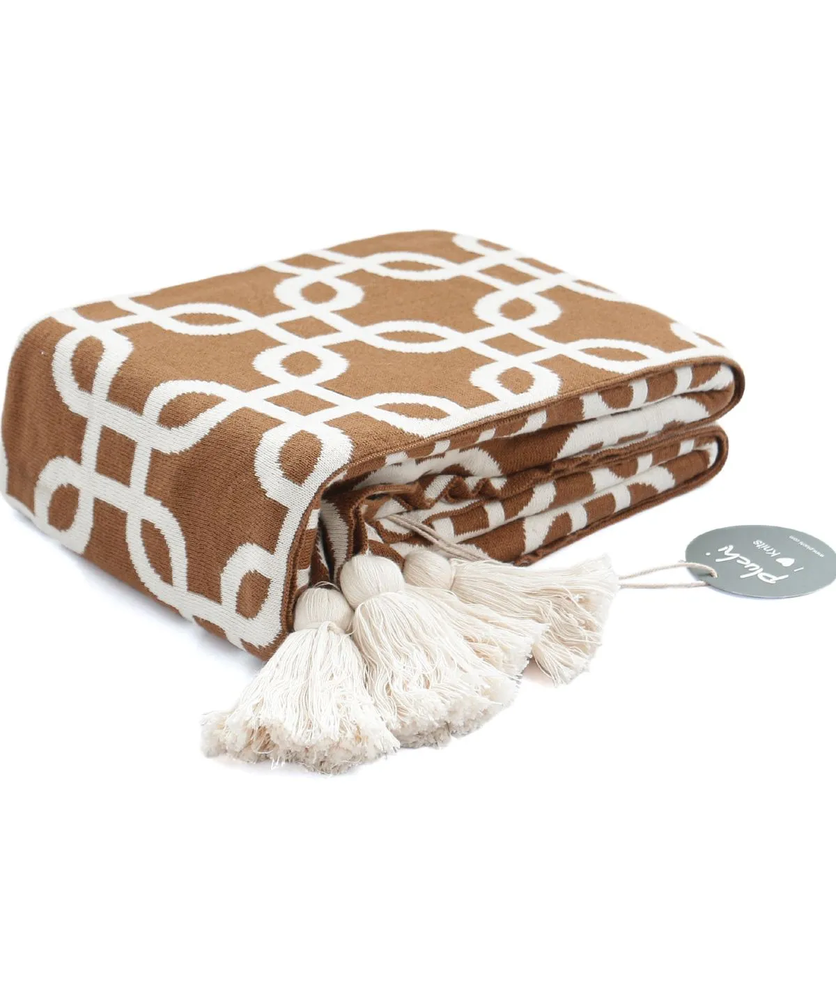 Stroke - Bronze & Natural 100% Cotton Knitted All Season AC Throw Blanket