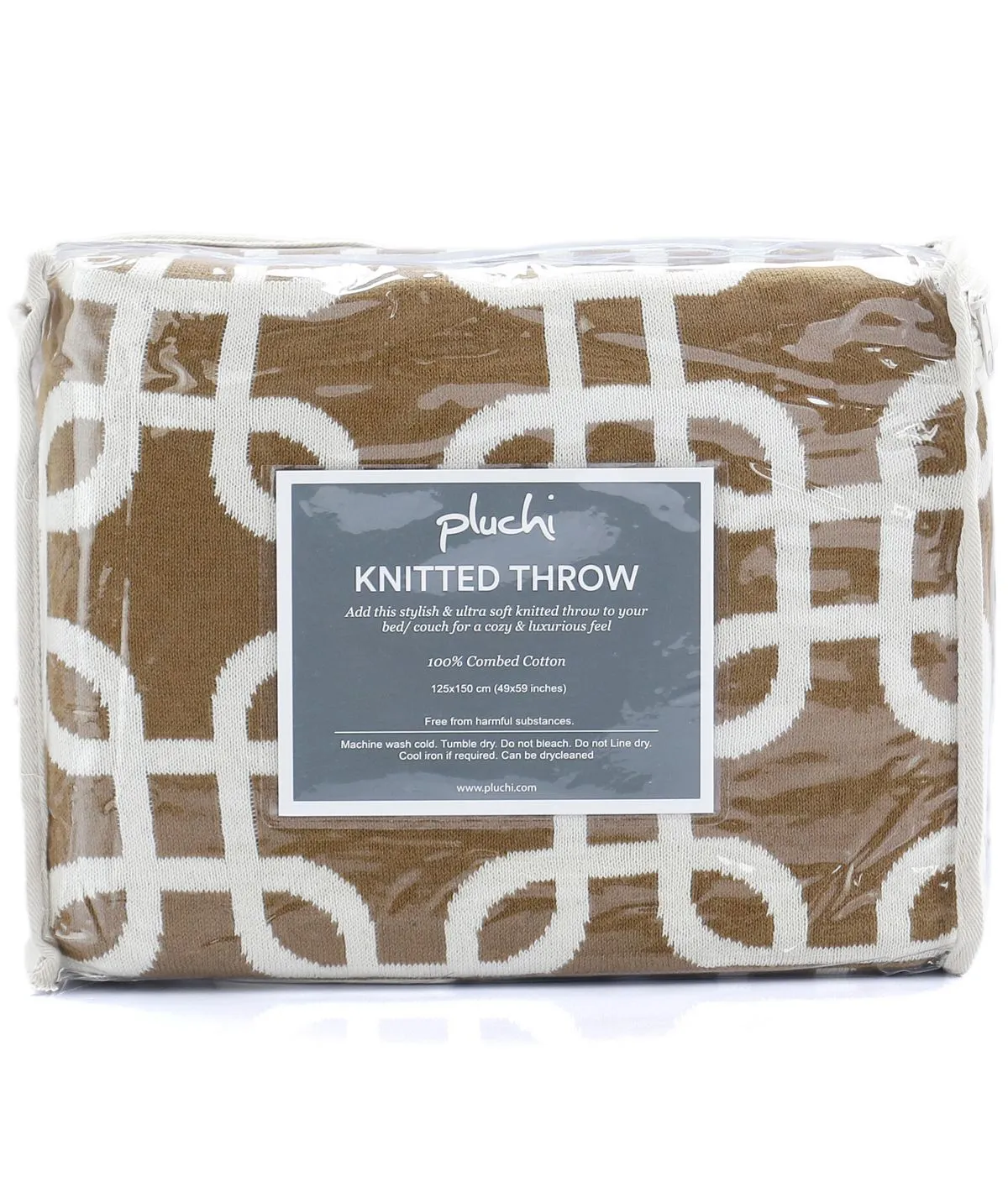 Stroke - Bronze & Natural 100% Cotton Knitted All Season AC Throw Blanket
