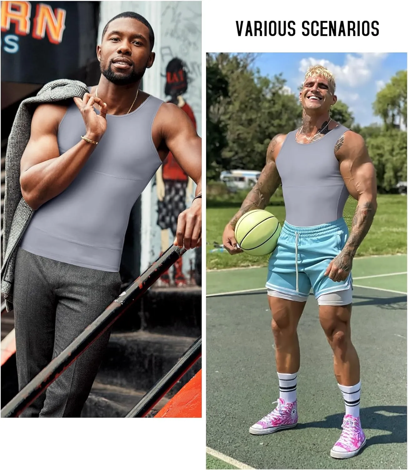 TAILONG Compression Shirt Men Shapewear Slimming Body Shaper Vest Compression Tank Top Undershirt