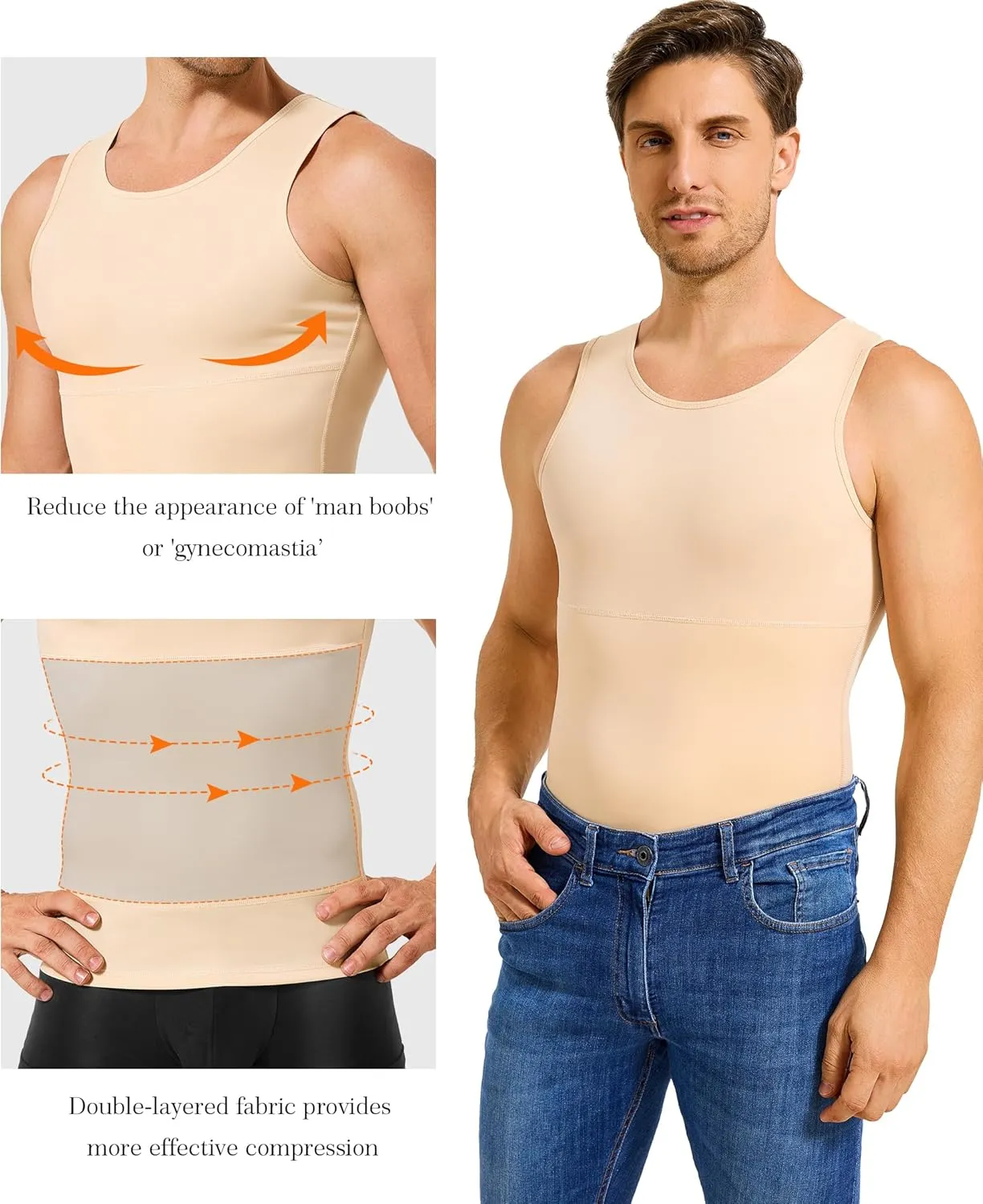 TAILONG Compression Shirt Men Shapewear Slimming Body Shaper Vest Compression Tank Top Undershirt