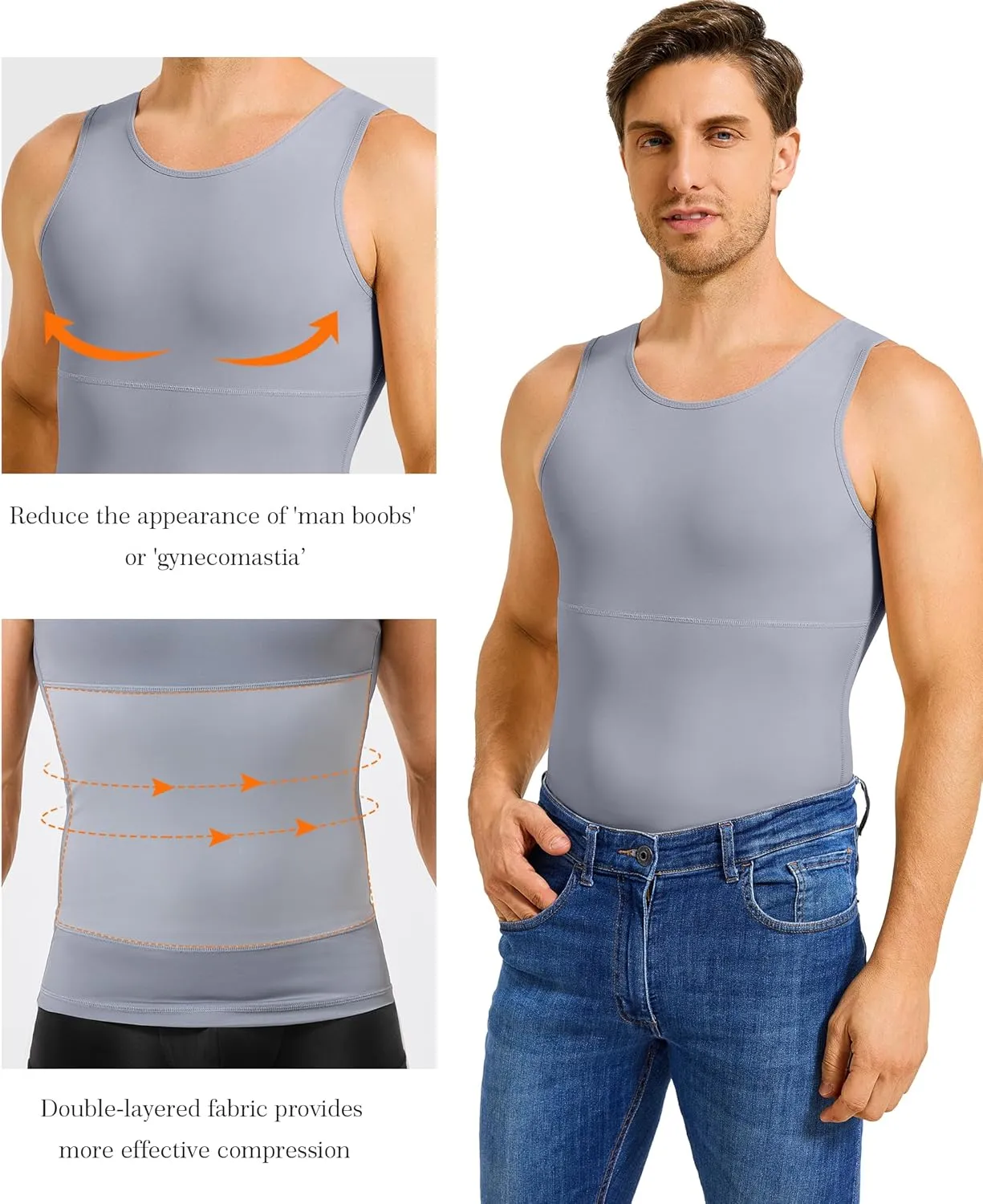 TAILONG Compression Shirt Men Shapewear Slimming Body Shaper Vest Compression Tank Top Undershirt