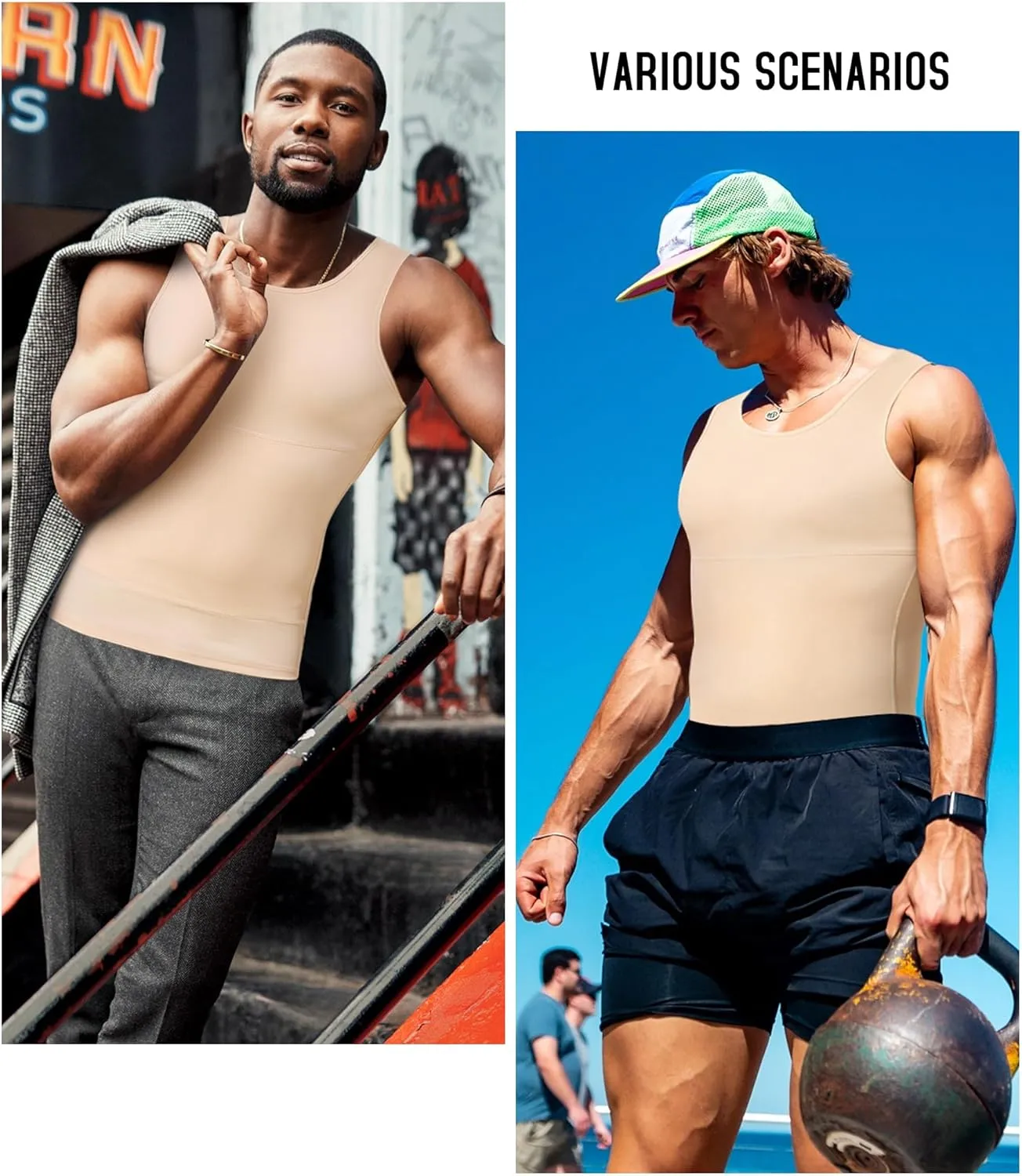 TAILONG Compression Shirt Men Shapewear Slimming Body Shaper Vest Compression Tank Top Undershirt