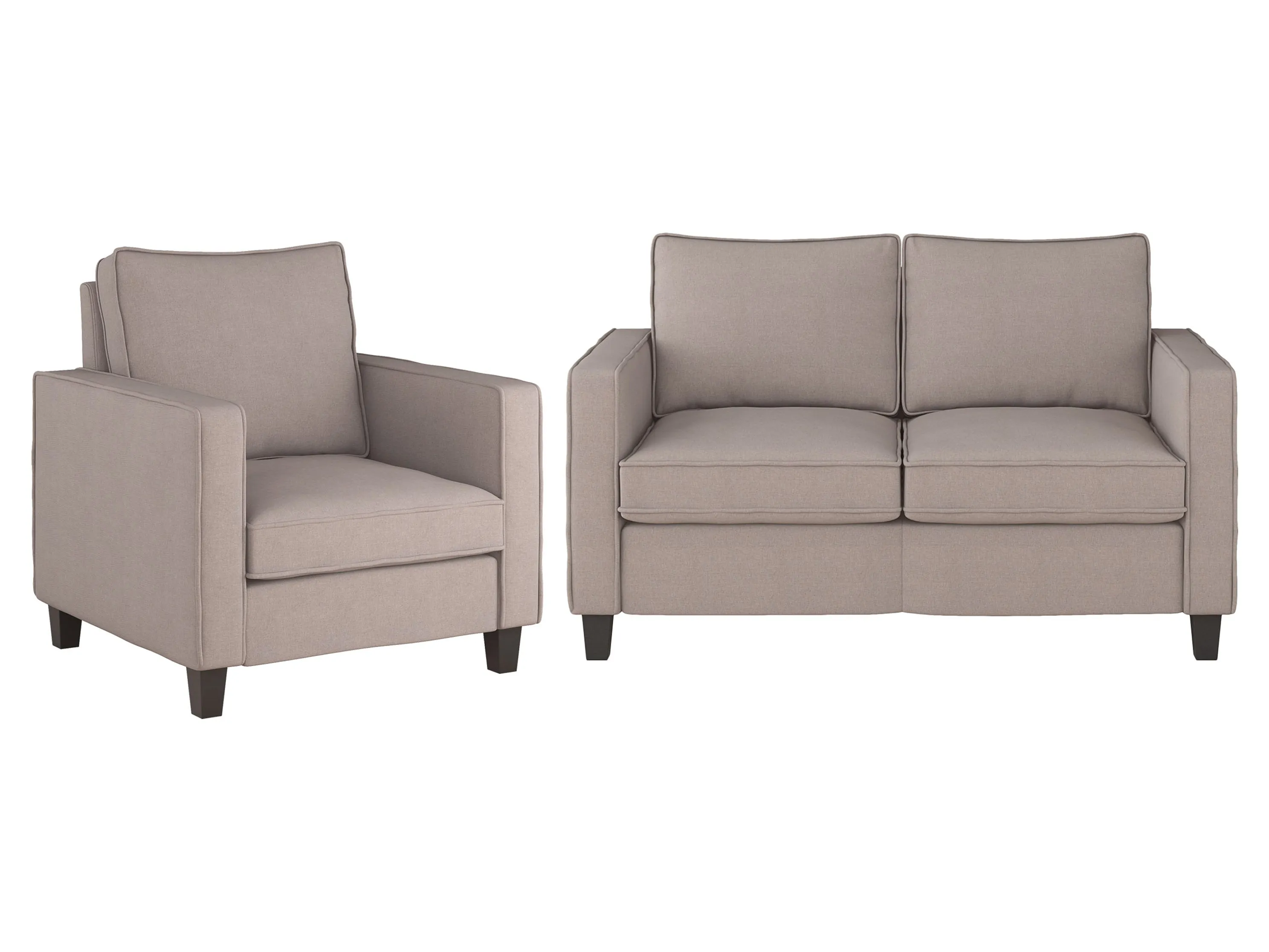 Taupe 2 Seater Loveseat and Chair Set, 2 piece