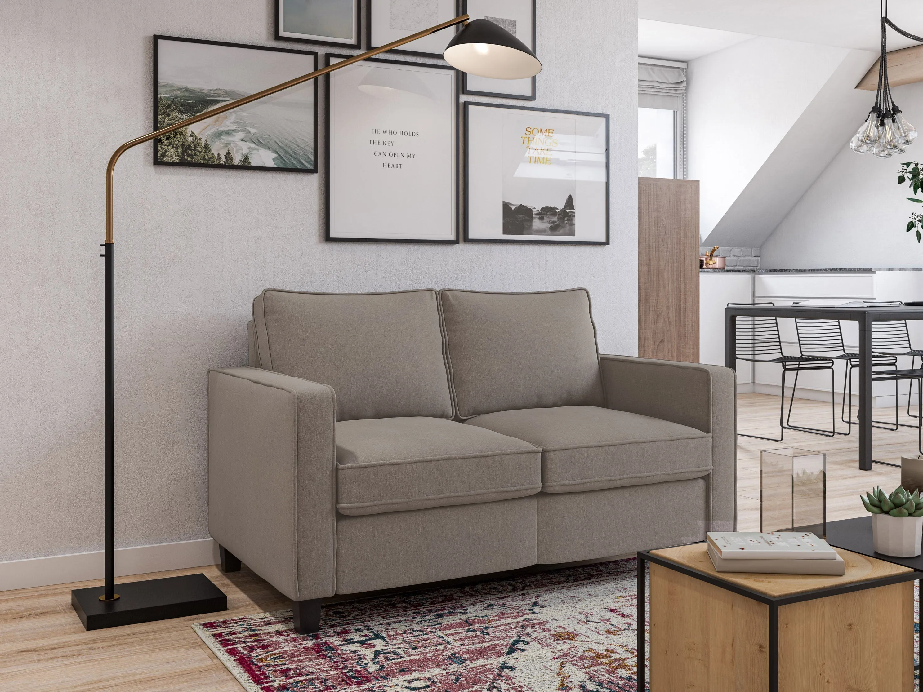 Taupe 2 Seater Sofa Loveseat