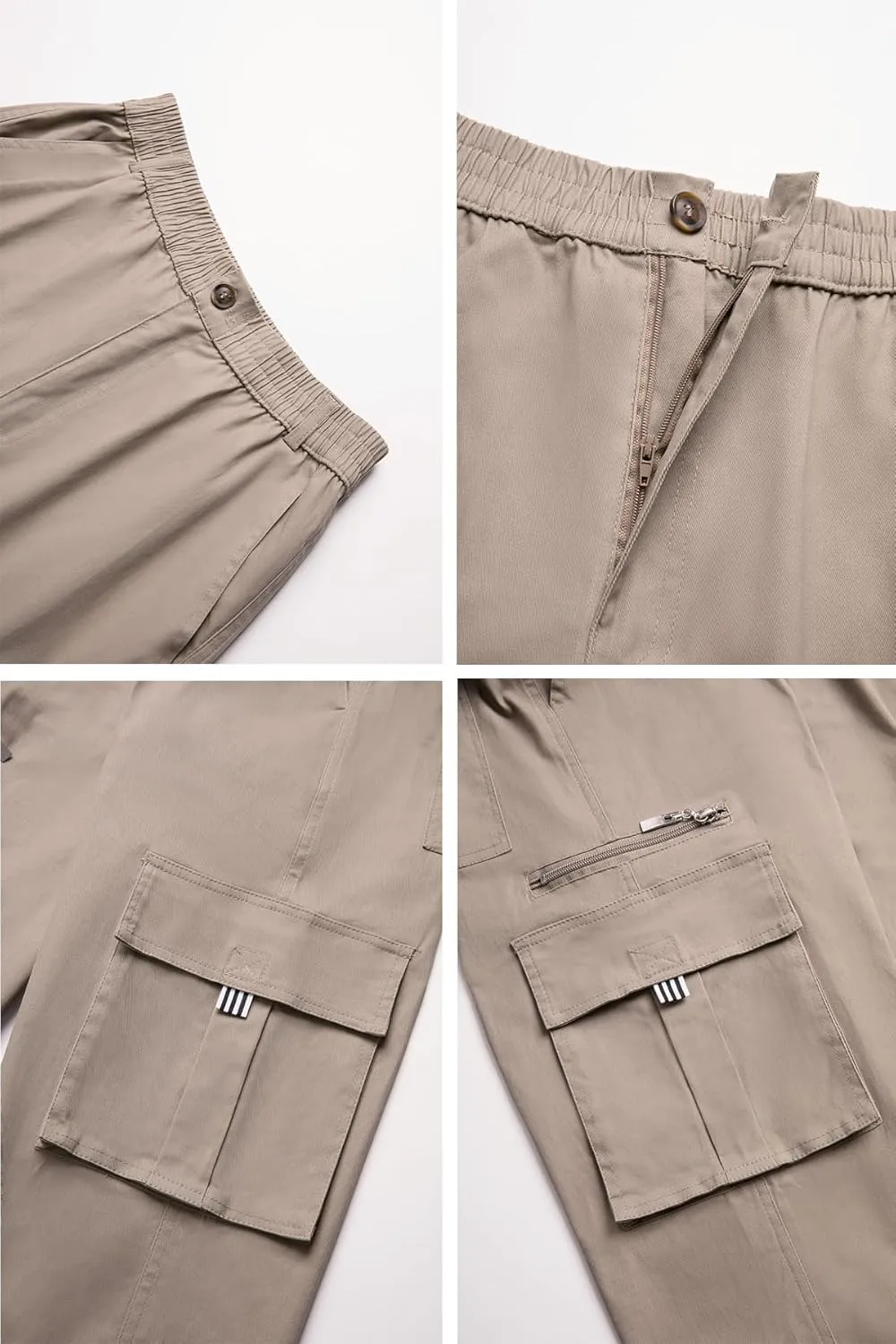 THWEI Mens Cargo Pants Casual Cotton Jogger Multi Pockets Outdoor Hiking Work Sweatpants