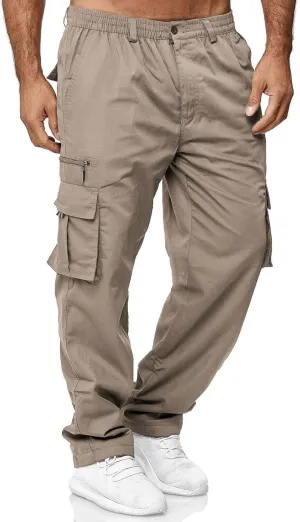 THWEI Mens Cargo Pants Casual Cotton Jogger Multi Pockets Outdoor Hiking Work Sweatpants