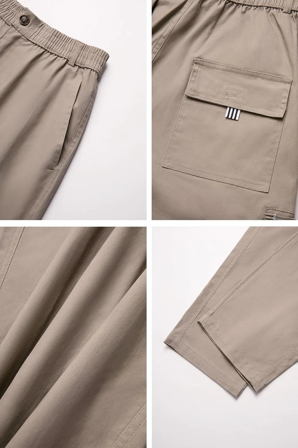 THWEI Mens Cargo Pants Casual Cotton Jogger Multi Pockets Outdoor Hiking Work Sweatpants