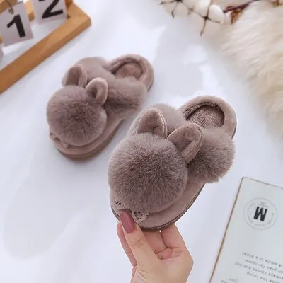 Unisex Indoor Non-Slip Warm Fluffy Soft Comfortable Toddlers Slippers