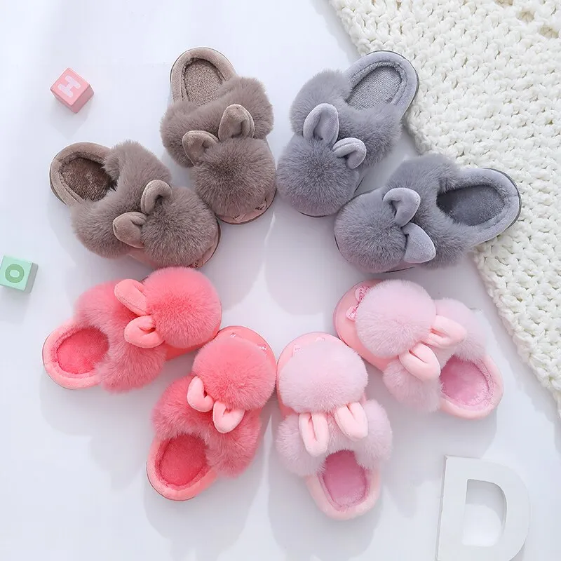 Unisex Indoor Non-Slip Warm Fluffy Soft Comfortable Toddlers Slippers