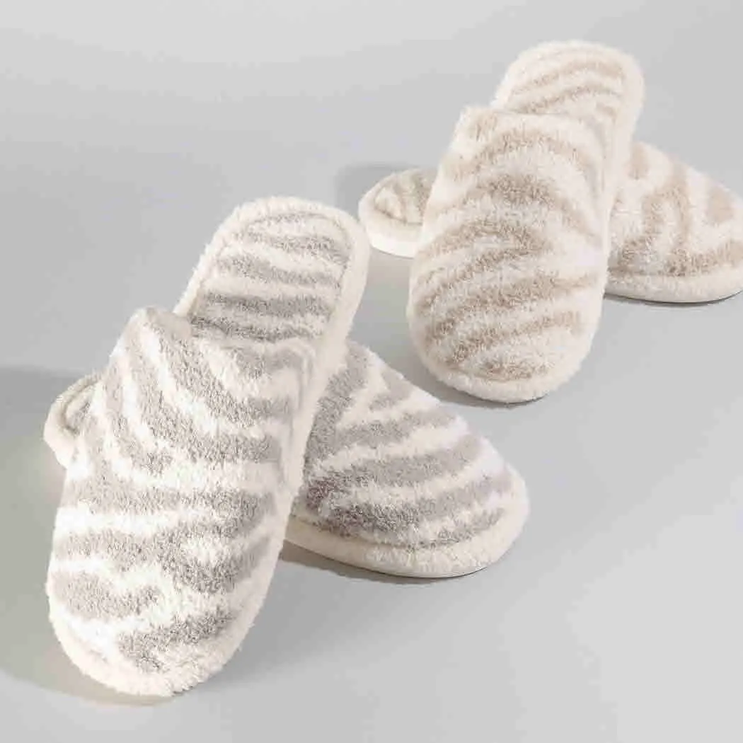 Winter Luxury Soft Zebra Pattern Slipper