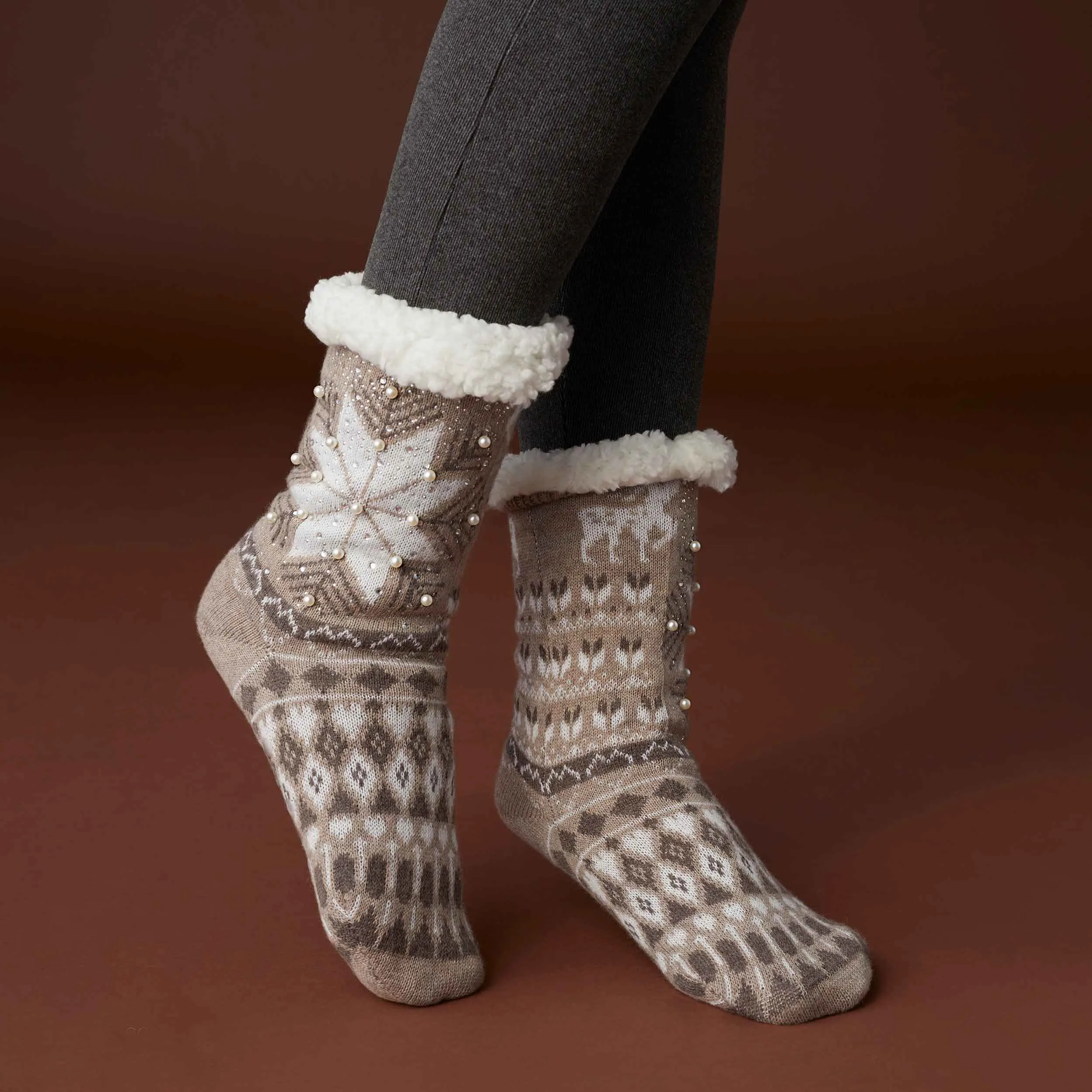 Winter Wonderland Slipper Socks - Black
